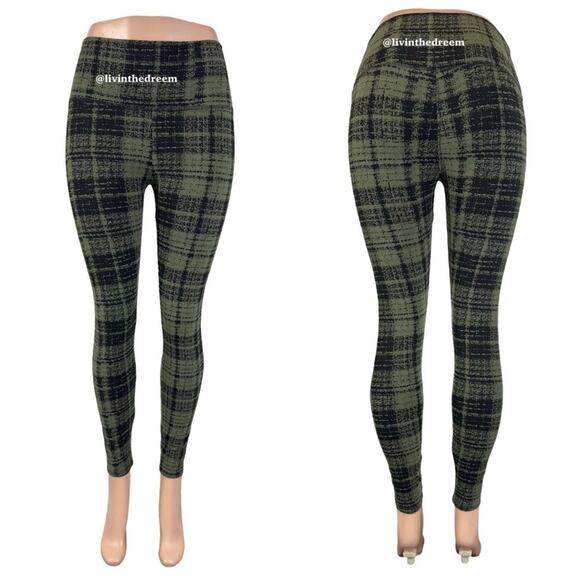 ONA by Yoon Chung PLAID LEGGING IN OLIVE GREEN SZ M $125.00 - Picture 4 of 9